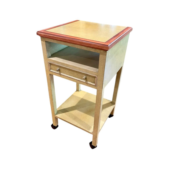 Vintage DECRO green painted side table with drawer on castors 1990's AUSTRALIA