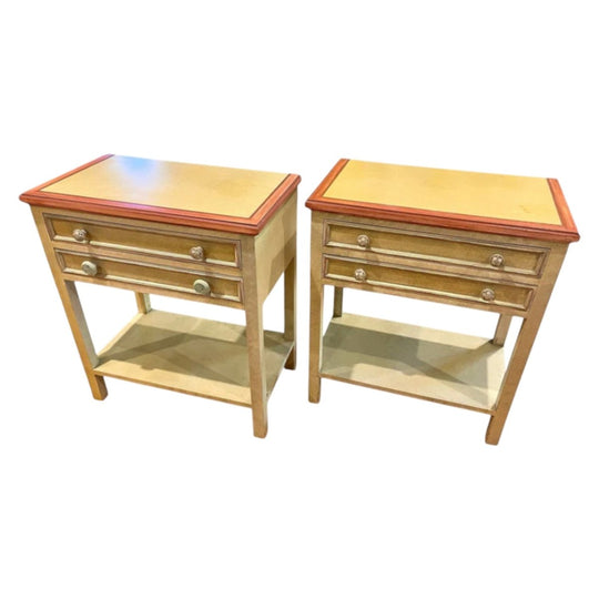 Vintage DECRO green painted side tables with drawers X2 pair 1990's AUSTRALIA