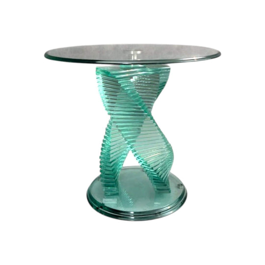 Double Helix Stacked-Glass Side Table, Danny Lane Style, c. 1980