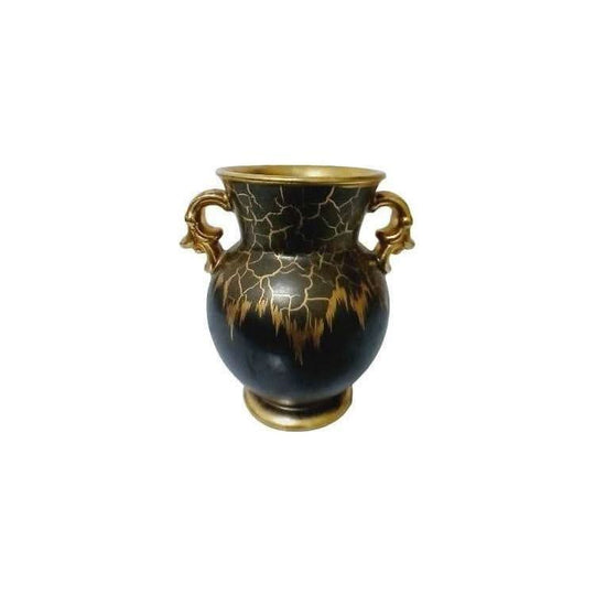 Vintage Dümler & Breiden Vase - Black Metallic Gold Ceramic - Mid Century Modern Germany