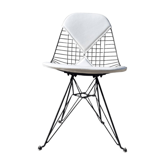 Vintage Eames Bikini Pad Chairs in White Leather | Bazaa | Designer, Vintage and Antique Furniture