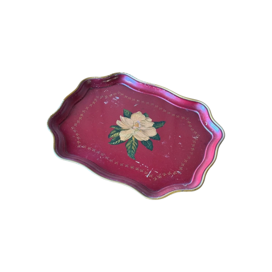 Vintage English Sun Cloud Toleware Serving Tray - Mid 20th Century