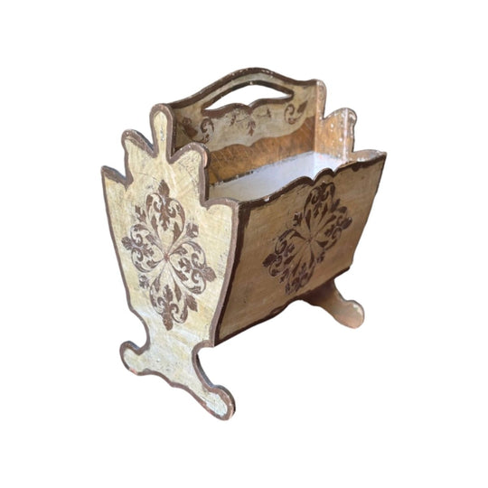 Vintage Florentine Hand-Painted Magazine Rack