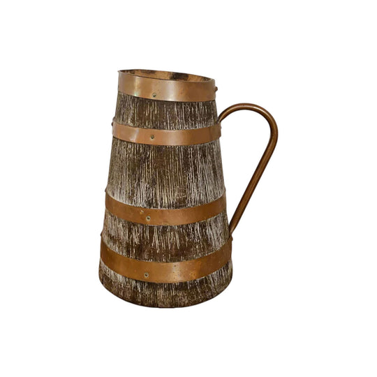 Vintage French Alsatian Wine Pitcher - Brass & Wood