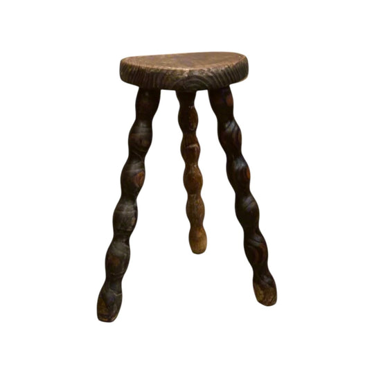 Vintage French Barley Twist Leg Stools - Antique Oak Furniture