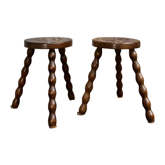 Vintage French Barley Twist Leg Stools- Unique Design