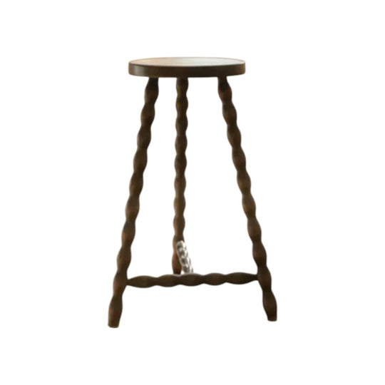 Vintage French Beech Wood Barley Twist Leg Stools - Unique Design
