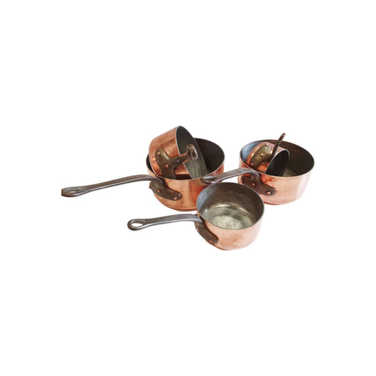 Vintage French copper kitchen cooking pan set
