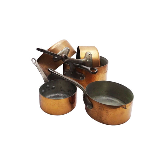 Vintage French copper kitchen pan set