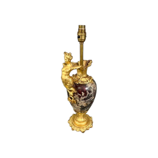 Vintage French earlier 1900s Marble and Gilt Bronze Table Lamp.