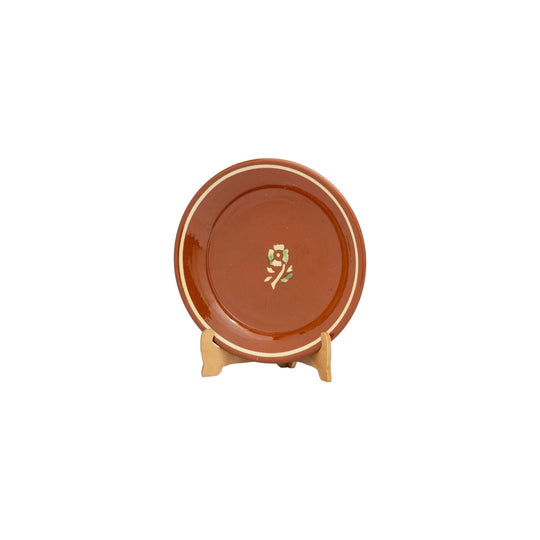 Vintage French glazed ceramic serving bowl with floral decal from Annecy