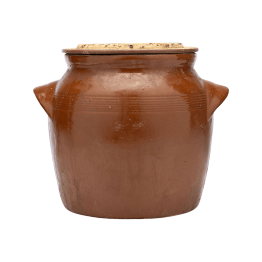 Vintage French glazed confit pot from Provence
