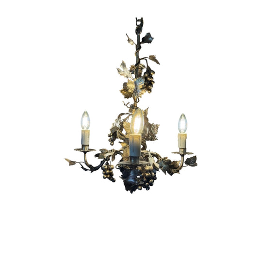 Vintage French Grape Tole Chandelier