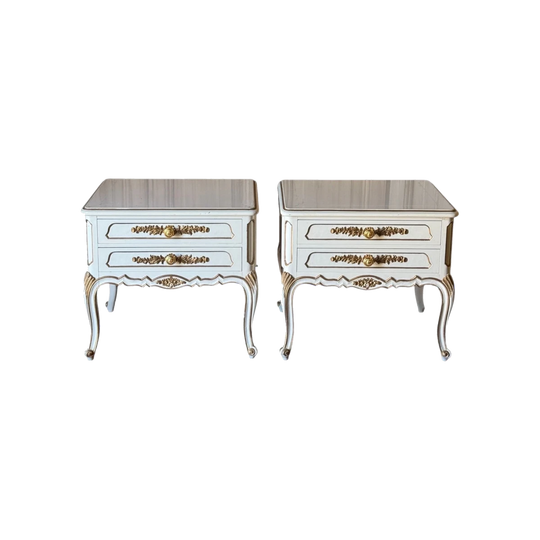Vintage French Louis XV Style Bedside Tables - Pair