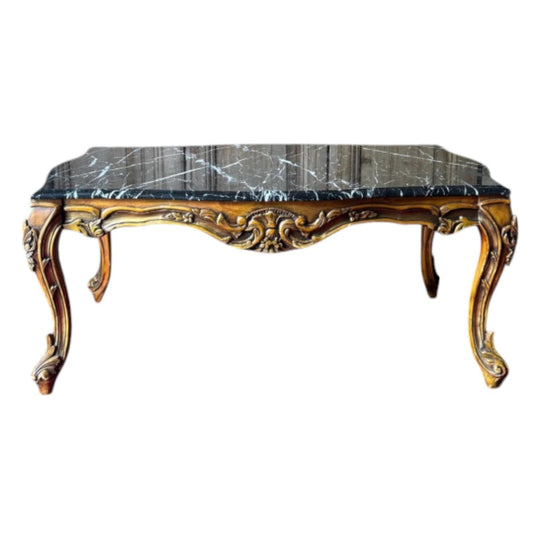 Vintage French Louis XV Style Marble Top Coffee Table