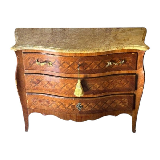 Vintage French Louis XV-Style Marble Top Commode