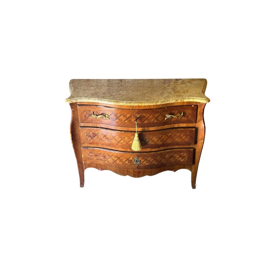 Vintage French Louis XV-Style Marble Top Commode