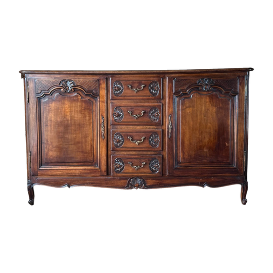 Vintage French Louis XV Style Parquetry Top Sideboard