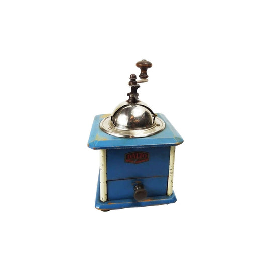 Vintage French painted blue coffee grinder