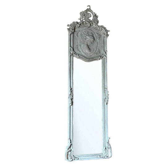 Vintage French Rococo Style Lime Washed Pier Mirror