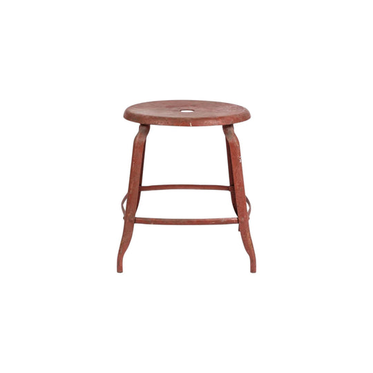 Vintage French 'TOLIX' style metal industrial stool from Lyon