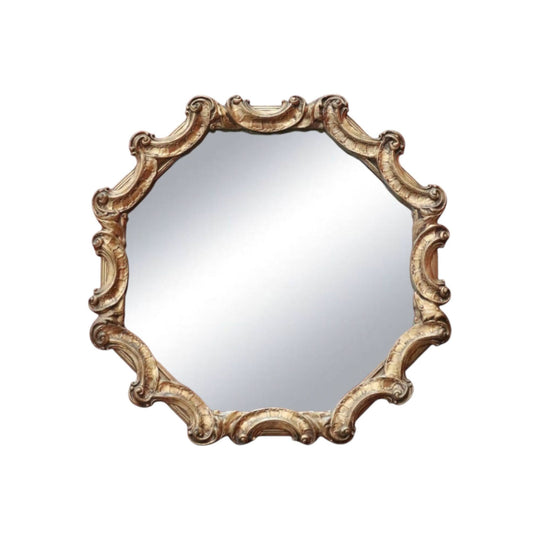 Vintage Gilt Frame Mirror, Gilt Gold Octagonal 'C' Scroll Mirror, Wall Mirror B10997