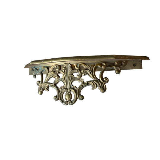 Vintage Gilt Wall Shelf with Rococo Scrollwork