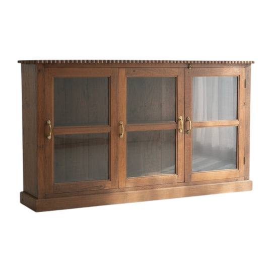 Vintage Glass and Teak Sideboard