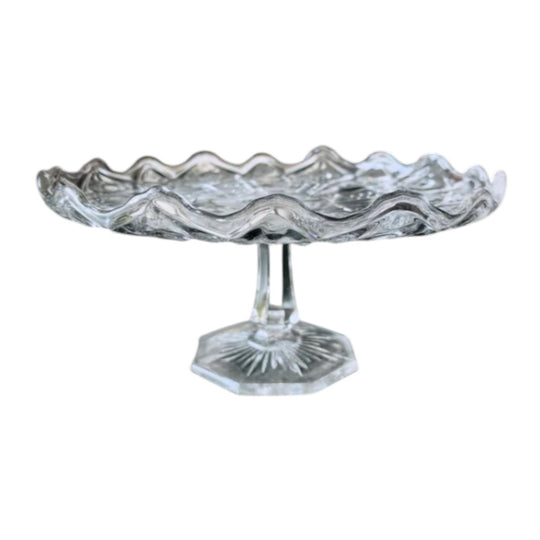 Vintage glass frilled cake stand