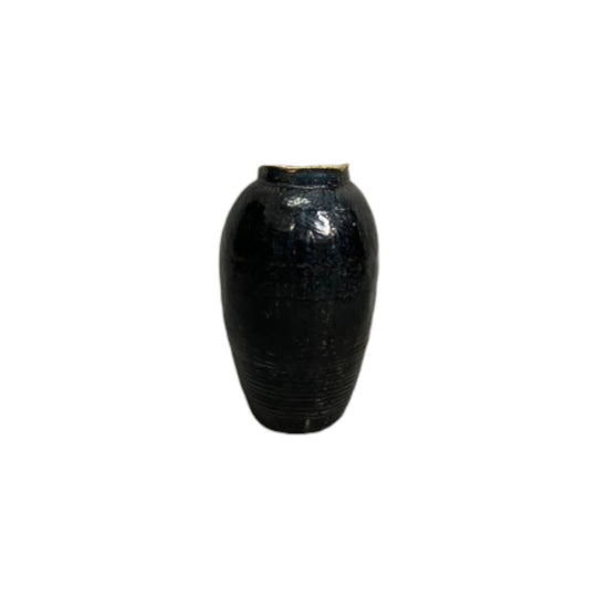 Vintage Glazed Ceramic Vase with Decorative Branches