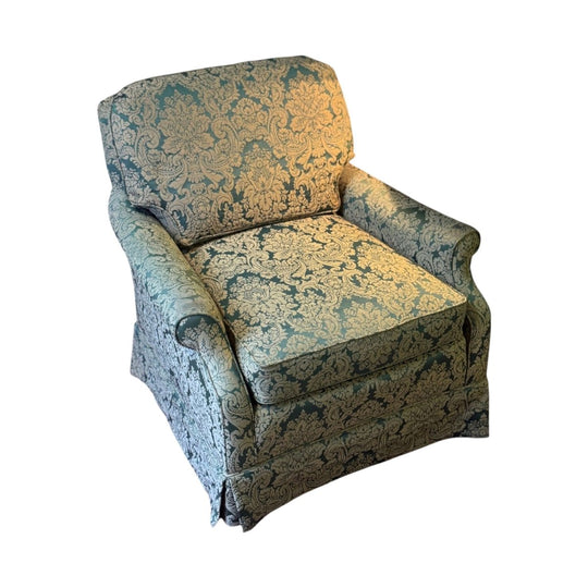 Vintage Green Damask Armchair