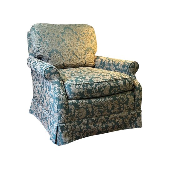 Vintage Green Damask & Floral Armchair