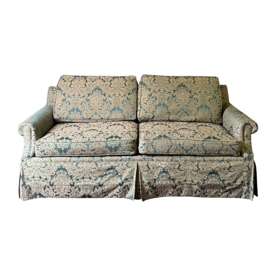 Vintage Green Damask Two Seater Lounge