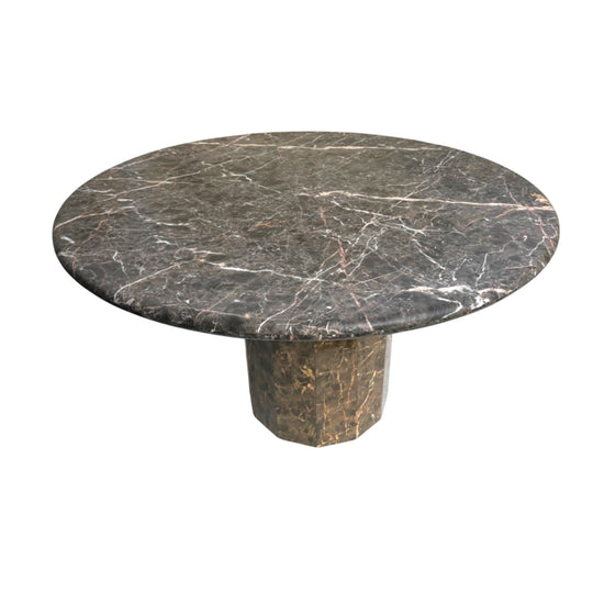 Vintage Grey Marble Dining Table with White & Pink Veins.