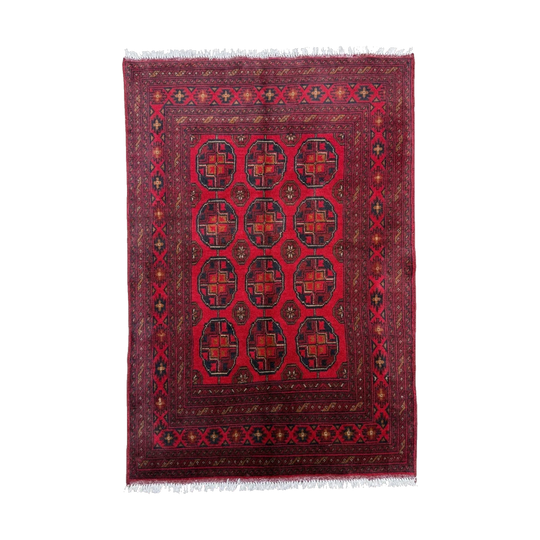 Vintage Handknotted Afghan Turkmen Rug (156x102cm)