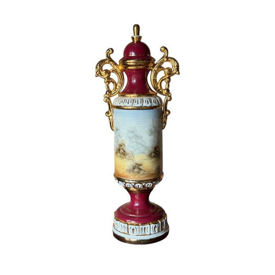 Vintage Handpainted Italian Porcelain Lidded Urn By Ramgi