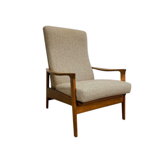 Vintage High Back Mid Century Parker Recliner Armchair