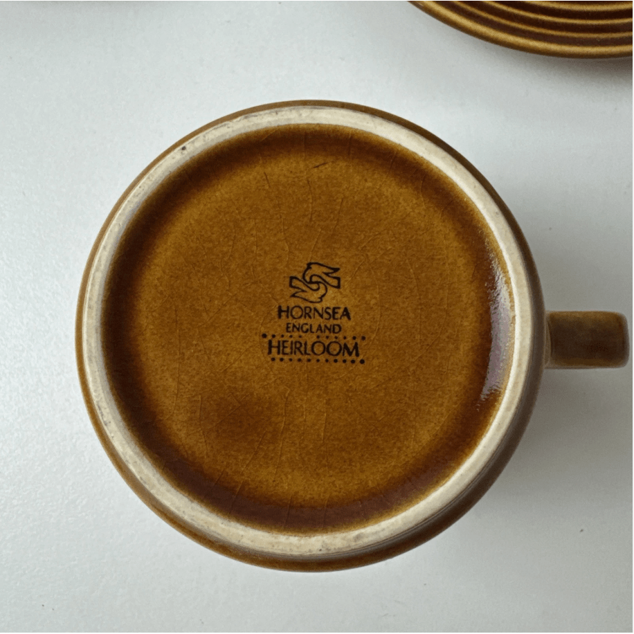 Shop Vintage Hornsea Heirloom Brown Tea Cups and Saucers Set of 3