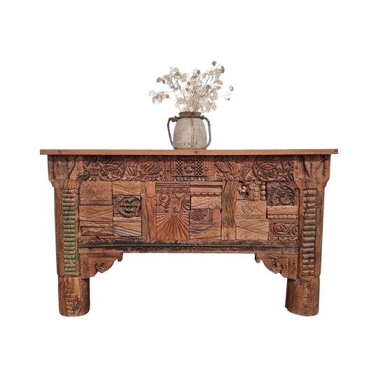 VINTAGE Indian Block Print Console Table Natural