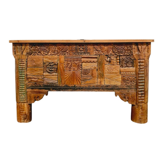 VINTAGE Indian Block Print Console Table Natural - Eco Village Collection