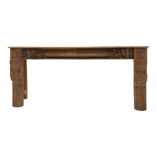 VINTAGE Indian carved Console Natural and Green