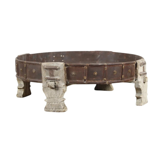 VINTAGE Indian Chakki Grinder Table/Coffee Table  - Eco Village Collection