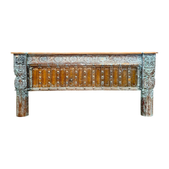 VINTAGE Indian Console Table Bluewash RARE! - Eco Village Collection