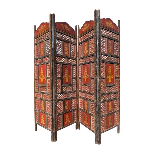Vintage Indian Hand Carved Jali Room Divider Circa 1950s