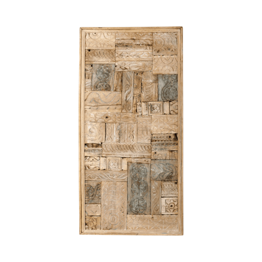Vintage Indian Mango Wood Block Panel  - Eco Village Collection