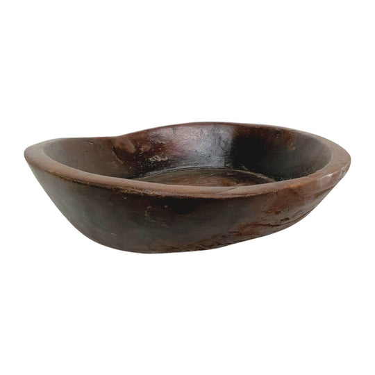 Vintage Indian Wooden Bowl Dark Brown- Eco Village Collection