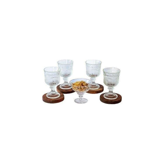 Vintage Indiana Glass Pebble Leaf Design Water Goblet. Set of 4