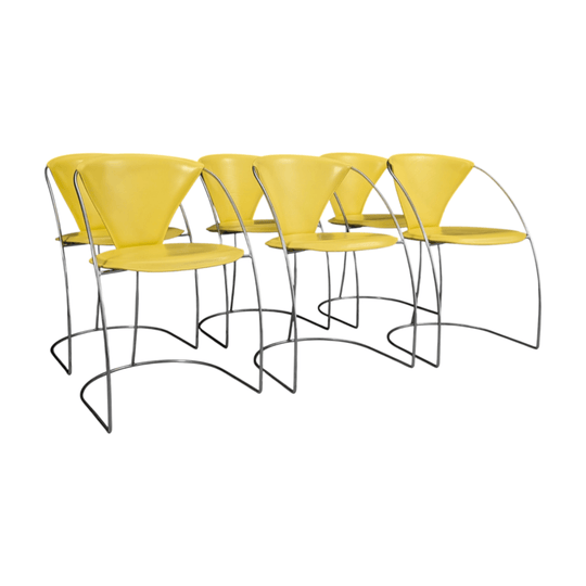 Vintage Italian Chrome and Leather Chairs by Arrben x 6