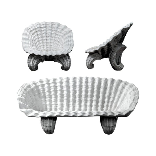 Vintage Italian Shell Seating | Three Piece Set in Resin Plaster and Fibreglass