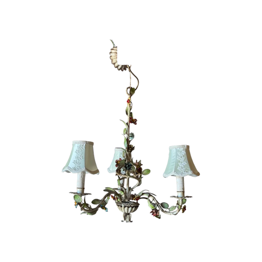 Vintage Italian Toleware Floral Chandelier